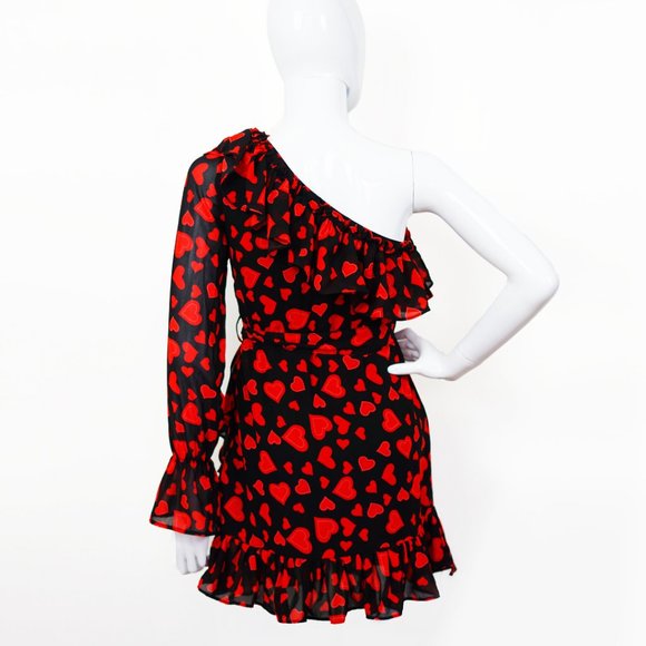 NASTY GAL One Shoulder Ruffle Dress XS - Picture 3 of 5